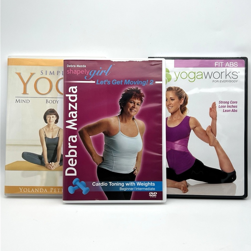 Exercise DVD Lot Debra Mazda Shapely Girl - Simply Yoga - Yogaworks Fit Abs -‎